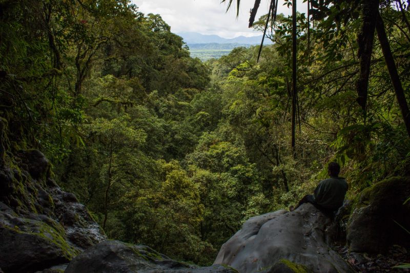 The overlook over a dry riverbed at Batu Lumut, Mt. Kerinci