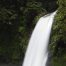 Lush jungle with cascading waterfall in Sumatra's native rainforest. Adventure travel destination for nature lovers.